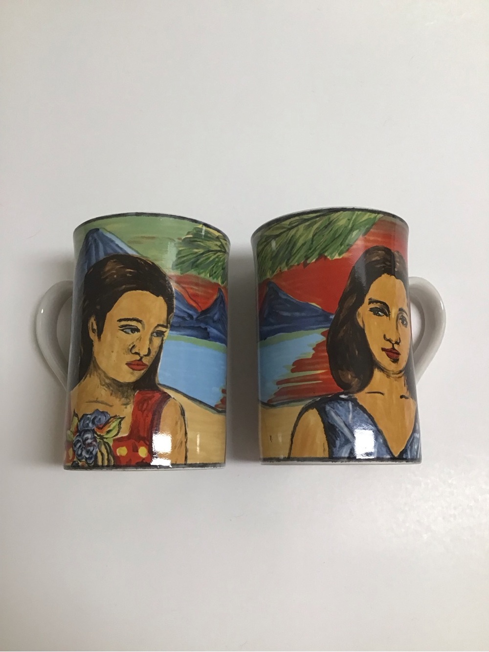 Sango Fantasy Island Coffee Mug Tea SET OF 2 Polynesian Girl 4875 Tropical 1996